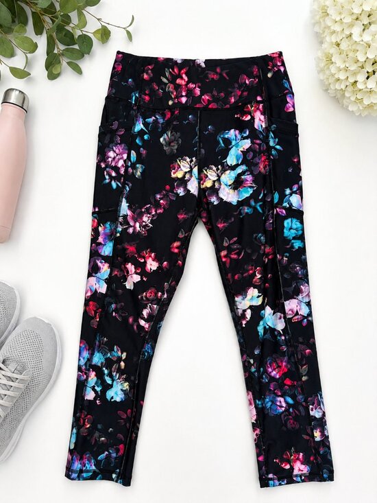 Avia Pants - Avia Floral High Rise Pocket Leggings Size Small Athletic Workout Yoga
